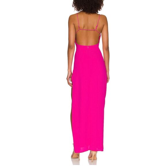 NWOT MORE TO COME Catalina Wrap Hot Pink Maxi Dress Women's Small - Picture 2 of 13